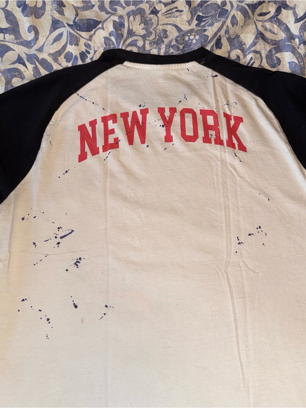 NEW YORK Raglan Tee with Red Lettering